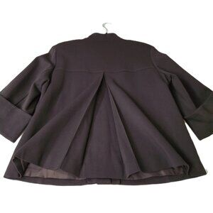 Taylor Brooke Womens Petite Boxy Flare Brown 6-Button Jacket Sz 12P Back Pleat